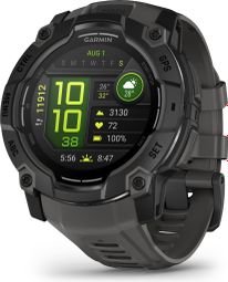 Montre GPS Garmin Instinct 3 AMOLED - 50 mm Noir avec Bracelet en Silicone Gris Charcoal