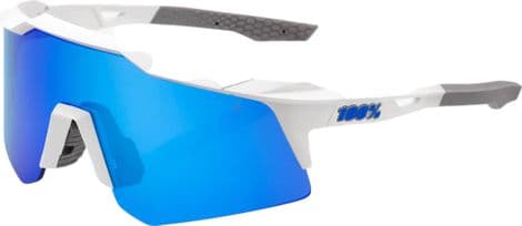 Lunettes 100% Speedcraft XS - Blanc Mat - Verres Miroir Multicouche Bleu