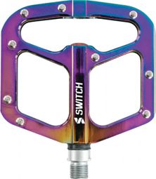 PEDALE VTT DESCENTE - BMX SWITCH GAP OIL ALU FILETAGE 9-16 AVEC PICOTS ARGENT (PAIRE)