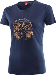 Loeffler T-shirt pour dames Printshirt Mountains Merino - Tencel ™ bleu foncé