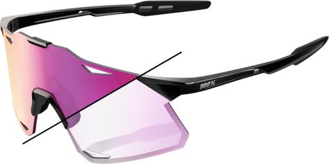 100% Hypercraft Gloss Black Bril / Paarse Spiegel Photochromische Lenzen