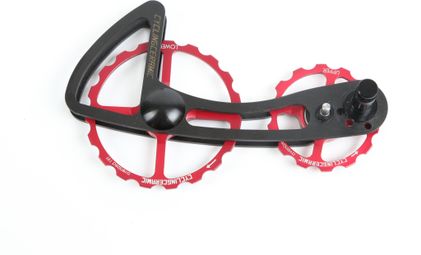 Chape de Dérailleur CyclingCeramic 14/19 Dents pour Shimano 12V Ultegra 8150 et Dura-Ace 9200 Rouge / Noir - Produit Reconditionné / Très Bon État