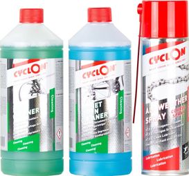 Kit d'entretien vélo Bike Cleaner 1L + Chain Cleaner 1L + Course Spray 500ml