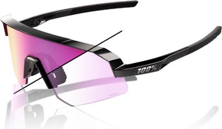 100% Slendale SL Gloss Black Glasses / Purple Mirror Photochromic Lenses