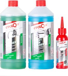 Kit d'entretien vélo Bike Cleaner 1L + Chain Cleaner 1L + Dry Weather Lube 125ml