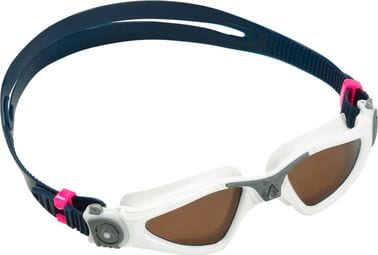 Kayenne Small White/Grey Swim Goggles - Maroon Polarized Lens