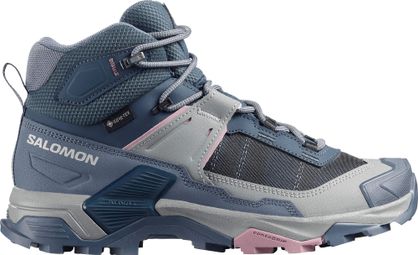 Salomon X Ultra 5 Mid GTX Wandelschoenen Blauw/Roze Dames