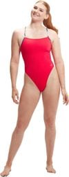 Speedo Solid Lattice Tie-Back 1-Piece Swimsuit Red
