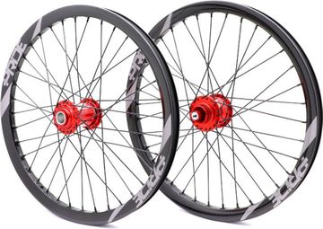 Paire de Roues Carbone Pro Pride Wave Gloss Gris Moyeu Pride Control Rouge 36H Disque