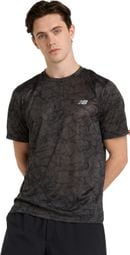 New Balance Athletics Printed Kurzarm Trikot Schwarz Herren