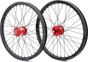 Paire de Roues Carbone Pro Pride Wave Gloss Noir Moyeu Pride Control Rouge 36H Disque