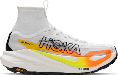 Chaussures Trail Hoka Tecton X 4 Blanc/Orange Femme