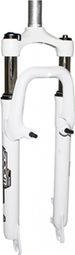 FOURCHE VTT 27.5   ZOOM 386MLO A RESSORT BLANC REGLABLE-BLOCABLE DEB. 60MM PIVOT LISSE 285mm 1''1-8-28 6 EXTERIEUR COMPATIBLE V-BRAKE-DISC