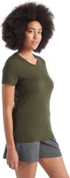 T-Shirt Kurzarm Damen Merino Icebreaker Tech Lite II Khaki XS