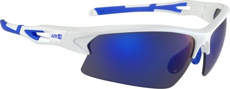 AZR Huez White Glasses - Blue Mirror Lenses