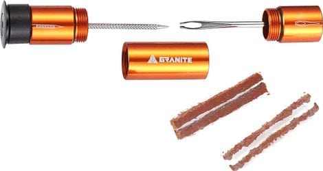 Kit de Réparation Tubeless Granite Design Stash Outils + 4 Mèches Orange