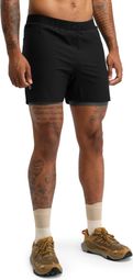 Short double couche trail running homme Randonnée Overland Black Noir