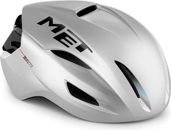 MET Manta Mips Aero Casco Brillante Holográfico Blanco