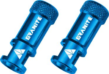 Paar Granite Design Juicy Nipple Presta Valve Remover Plugs Blauw