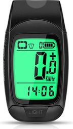 Ordinateur de Vélo 3en1 Phare Klaxon Compteur noir