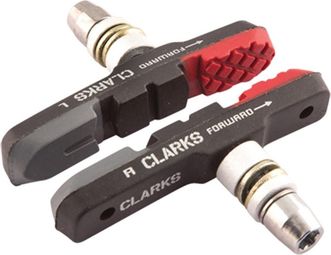 Porte patin vtt clarks a vis v-brake asymetrique tri-gomme 72mm noir/rouge/gris (pr)
