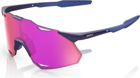100% Hypercraft XS Satin Storm Metallic / Purple Mirror Glasses