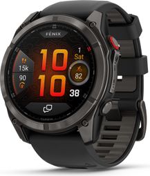 Montre GPS Garmin Fénix 8 Pro AMOLED - 51 mm Sapphire Titane Carbon Gray DLC avec Bracelet en Silicone Noir Gris