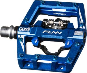 Pair of Funn Mamba S Single Side SPD Blue Semi-Automatic Pedals with Cages