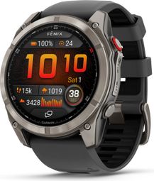 Montre GPS Garmin Fénix 8 Pro AMOLED - 51 mm Sapphire Titane avec Bracelet en Silicone Gris Graphite