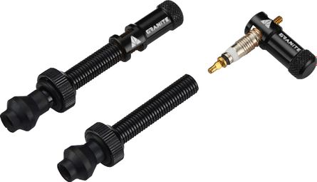 Paire de Valves Tubeless Granite Design Juicy Nipple 45 mm avec Bouchons Démonte-Obus Noir