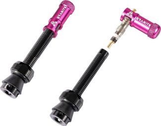 Paire de Valves Tubeless Granite Design Juicy Nipple 45 mm avec Bouchons Démonte-Obus Rose