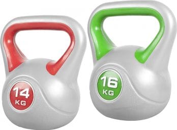 Kettlebells plastique STYLISH de 2 à 20 KG - haltères russes - Poids : LOT DE 2 (14 KG et 16 KG)