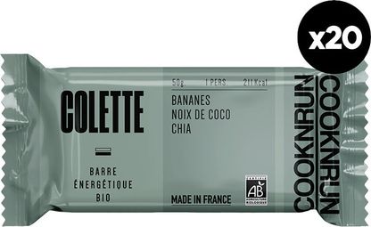 Barres énergétiques bio Colette | Bananes  Noix de coco et Chia x20