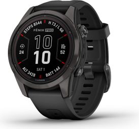 Montre de Sport Garmin Fenix 7S Pro Sapphire Solar Titane Noir Carbon Gris