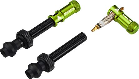 Paire de Valves Tubeless Granite Design Juicy Nipple 45 mm avec Bouchons Démonte-Obus Vert