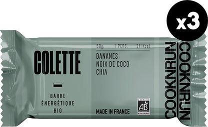 Barres énergétiques bio Colette | Bananes  Noix de coco et Chia x3