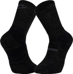 Chaussettes Bv Sport Trek Double GR Haute Merinos Antracite Noir / Gris