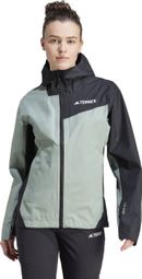 Dames adidas Terrex 2.5 Layer Multi Rain.Rdy Green Black Waterproof Jacket