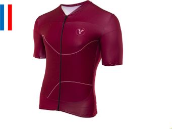 Maillot Manches Courtes LeBram Roselend Bordeaux Coupe Ajustée