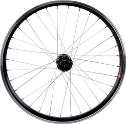 Roue vtt 20  kargo - vae - e-bike arriere disc et v-brake noire double paroi avec oeillets moyeu 500 cassette 10-9-8v. (renforce) rayon zing jante 25c 32 rayons