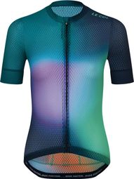 Le Col Pro Air Blauw/Groen Damestrui met Korte Mouwen