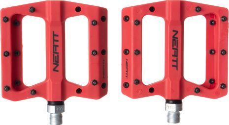 Neatt Composite Flat Pedals 8 Spikes Red