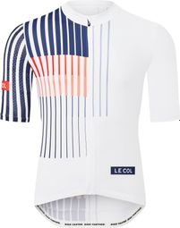 Maillot Manches Courtes Homme Le Col Sport Lightweight Blanc/Bleu ...
