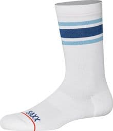 Pair of Saxx Whole Package Crew Athletic Stripe White Socks