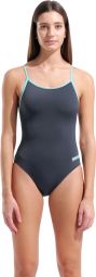 Maillot de Bain Arena Team Dos Lace Uni Gris/Bleu Femme