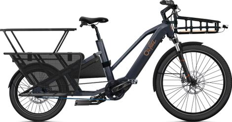 Elektrisches Longtail-Cargo-Bike O2 Feel Equo 7.2 Shimano Nexus 5V 720 Wh 20/26'' Grau Anthrazit Pack Family