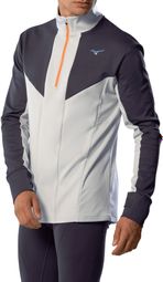 Haut Thermique 1/2 Zip Mizuno Active Warmalite Blanc/Bleu Homme