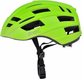 Casque de vélo Mat Flashy jaune-vert - 55/61cm - lumière rouge pour vélo