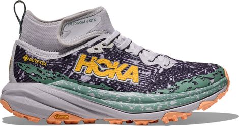Zapatillas de trail Hoka Speedgoat 6 Mid GTX Gris/Verde/Naranja, Mujer