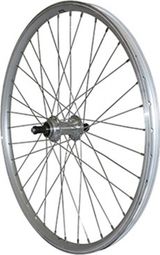 Roue vtt 24  arriere alu argent double paroi moy alu blocage roue libre 7-6v.